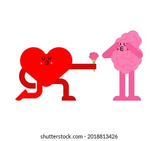 Heart and brain Give flowers. Romantic relationship. Love illustration 4
