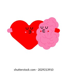 Heart and brain Hugs. Romantic relationship. Love illustration 6
