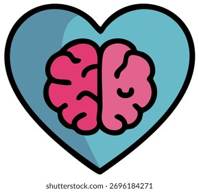 Corazón con cerebro interior que representa el equilibrio de la emoción y la mente