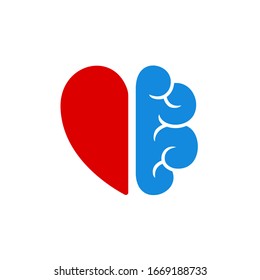 Heart and brain logo. Sense of mind. Feeling and benefit color symbol.