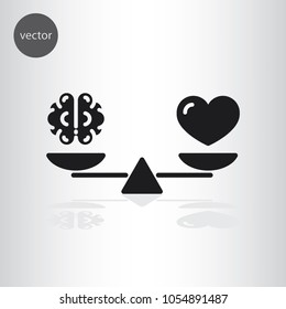 heart and brain on scale balance icon - vector illustration EPS, flat design icon