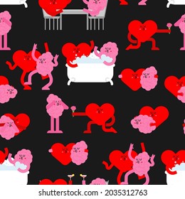 Heart and brain pattern seamless. Loving couple background. Romantic relationship texture. Love ornament