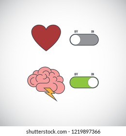 Heart and brain selection button 