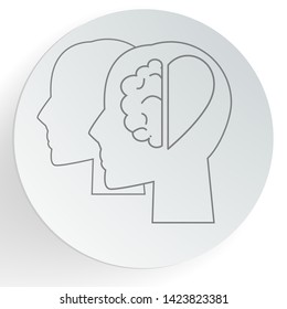 heart and brain vector icon. Creative mindset concept. Web design, apps, software and print usage.