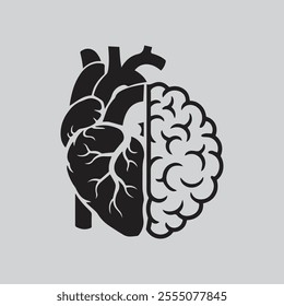 heart with a brain with vector illustration design
