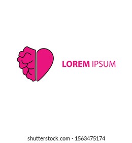 Heart of the brain vector logo and illustration. brain logo. creative brain.