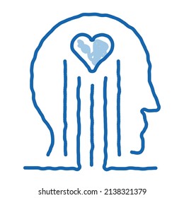 heart and brain work sketch icon vector. Hand drawn blue doodle line art heart and brain work sign. isolated symbol illustration