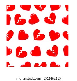 Heart brake pattern love red background2