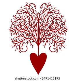 heart branches tree branches in heart shape vector