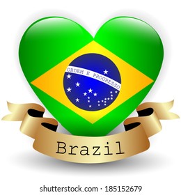 Heart with Brazil flag