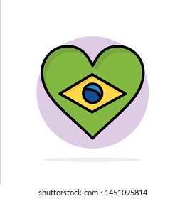 Heart, Brazil, Flag, Love Abstract Circle Background Flat color Icon