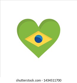 Heart, Brazil, Flag, Love  Flat Color Icon. Vector icon banner Template