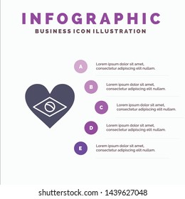 Heart, Brazil, Flag, Love Infographics Presentation Template. 5 Steps Presentation