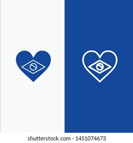 Heart, Brazil, Flag, Love Line and Glyph Solid icon Blue banner