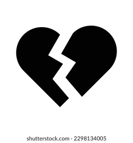 heart break glyph icon illustration vector graphic