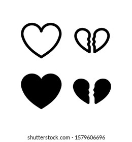 Heart & Break Heart Icon. People Icon Set Vector Logo Symbol.
