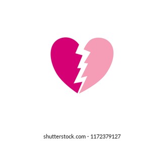 Heart Break Icon Vector Logo Template Illustration Design