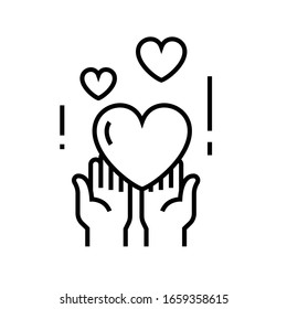 Symbol für die Herz-Break-Linie, Vorstellungszeichen, Umrissbild der Vektorillustration, Linearsymbol.