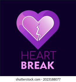heart break love gradient logo design
