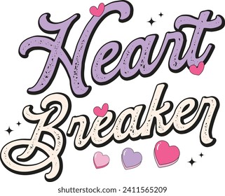 Heart Breaker, Romantic Valentine Love Graphics Illustrations Merchandise for T-shirt, Clipart and Romantic Typography Designs