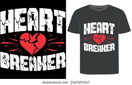 Heart Breaker, Romantic Valentine's day t-shirt design, Hearts, Roses, and Love Theme, Valentine's Day typography and vector design, mug design, pillow design.