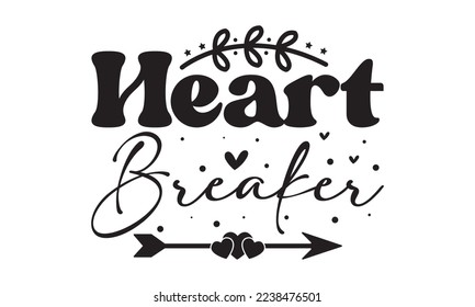 Heart breaker svg, Valentines Day svg, Happy valentine`s day T shirt greeting card template with typography text and red heart and line on the background. Vector illustration, flyers