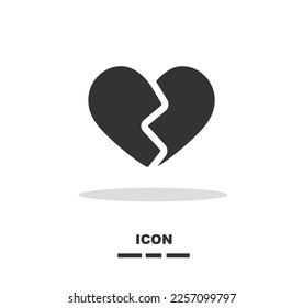 Heart breaking icon in black colour