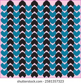 Heart bricks blue and black with pink background and frame for seamless backdrop of love and valentine theme and for fabric clothes paper box card scarf t-shirt skirt printing
