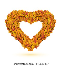 Heart of bright fall leaves