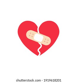 
Heart broken with adhesive plaster Vector illustration