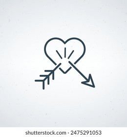 Heart with broken arrow icon. broken romantic feeling symbol. Stock vector illustration isolated