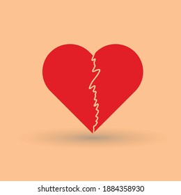 Heart broken crack logo graphic trendy hate design.