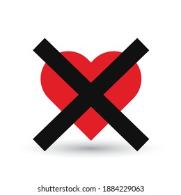 Heart broken cross logo graphic trendy hate design.