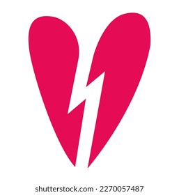 A Heart Broken in Half. Betrayal. Valentine s Day. Vector. Styling. Pink color.