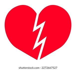 A Heart Broken in Half. Betrayal. Valentine s Day. Vector. Styling. Pink color.