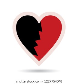 heart broken, half of the hart missing 