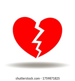 Heart Broken in Half Icon Vector. Love Break Logo. Cardiology Disease Sign. Healthcare Crisis Problem Illustration.