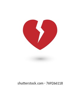Heart broken icon, breakup love symbol