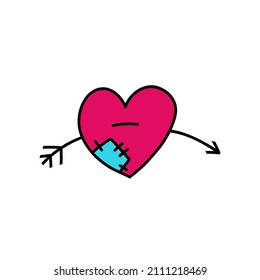 Heart broken icon for celebration design. Cartoon style. Red heart. svg