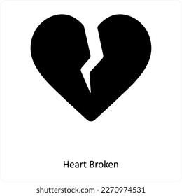 Concepto de icono roto y roto en el corazón