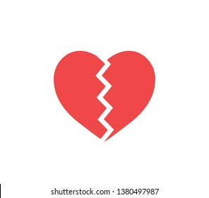 Heart broken icon. Red broken heart icon. 