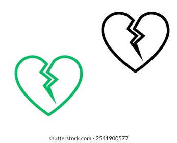 Heart and Broken Heart Icon Set. 2024