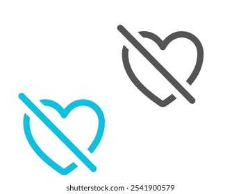 Heart and Broken Heart Icon Set. 2024