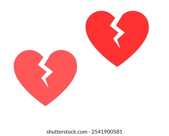 Heart and Broken Heart Icon Set. 2024