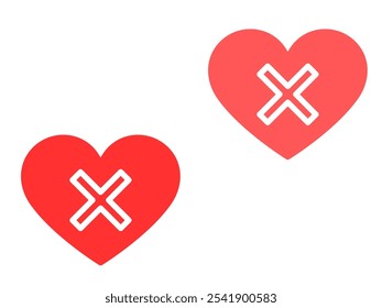 Heart and Broken Heart Icon Set. 2024