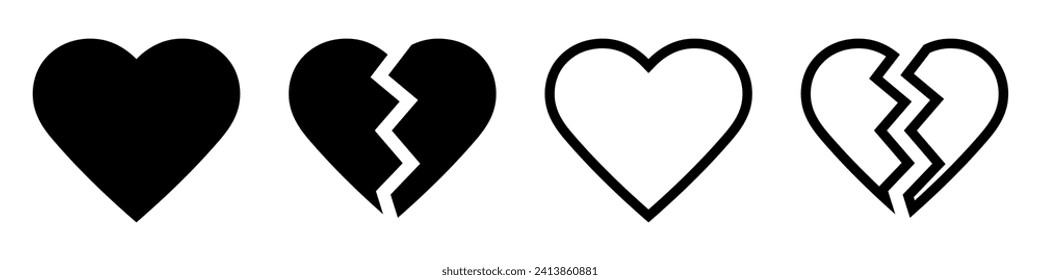 Heart broken  icon symbol set