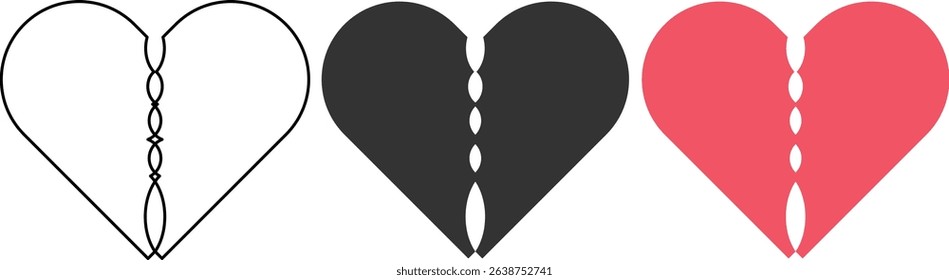 Heart broken icon symbol shape set vector illustration 