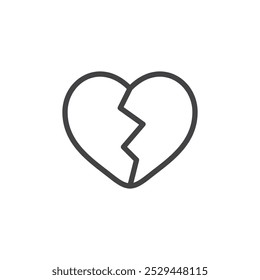 Heart broken icon Thin outline art symbol