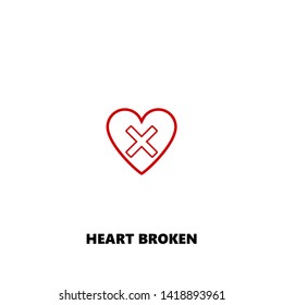 heart broken icon. heart broken vector design. sign design. red color