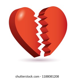Heart broken isometric 3D icon vector illustration